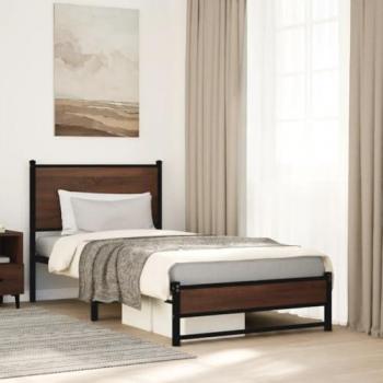 Estructura de cama sin colchón Metal Roble marrón 80x200 cm
