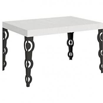 Mesa extensible Karamay 90x130/234 cm con estructura de fresno blanco y marco antracita