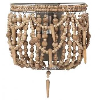Aplique de Pared de Yute Natural con Cadena y Bolas - 27x1x27cm
