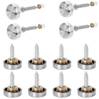 12 Juegos Tornillos de Espejo, Bolatus Decorativos Tapon Tornillo 16 mm Tornillos de Espejo de Acero Inoxidable Embellecedor Tornillo Cubiertas de Tornillo Clavos de Espejo