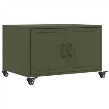 Mesa de centro acero verde oliva 68x50x43,5 cm, mesa de sofá, mesita de sofá, mesa decorativa, mesa de salón, mesa auxiliar
