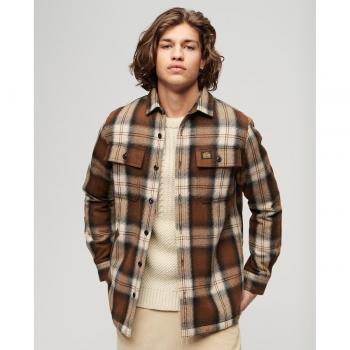 Sobrecamisa Superdry Wool Muller marrón para hombre