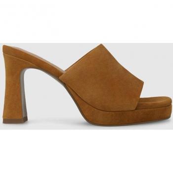 Mules de mujer en ante con plataforma color cuero Lodi