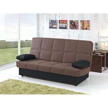 Sofá Cama Martina Color Marrón - Sillón Cama con Estructura de Tablero de Partículas y Asientos de Espuma