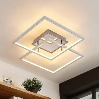 Plafón LED Lindby Liyana, lámpara de techo moderna en plateado, fabricada en metal, adecuada para salón y comedor, con 2 llamas