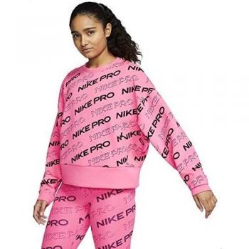 Nike Women's Np Cln Fleece Crew Prt Sweatshirt, Digital Pink/Metallic Silver, Medium