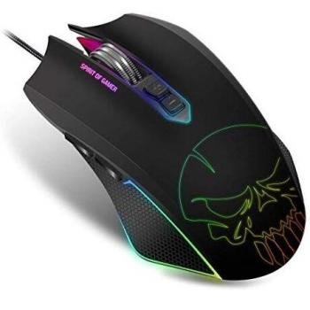 SPIRIT OF GAMER- Ratón para juegos ELITE-M40 - LED retroiluminado 10 efectos + colores RGB - 6 niveles de resolución - hasta 4000 DPI Max - 5 perfiles personalizables - 7 botones programables