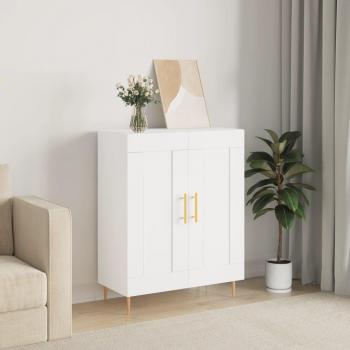 Aparador de madera de ingeniería 69,5x34x90 cm en color blanco, mueble de almacenaje para salón, buffet auxiliar y armario de almacenamiento