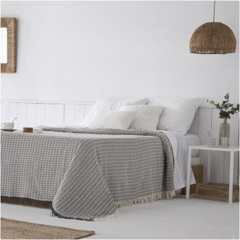 Colcha multiusos de algodón Ferd gris para cama y sofá