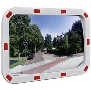 vidaXL Espejo convexo rectangular para el tráfico, con reflectores, 40 x 60 cm