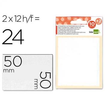 Etiquetas adhesivas Liderpapel ET19, 50 mm x 50 mm, sobre de 10 hojas + 2 gratis