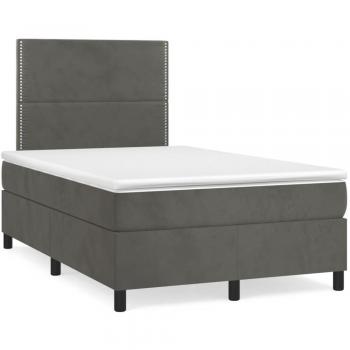 Colchón box spring de muelles con LED gris oscuro 120x190 cm en terciopelo