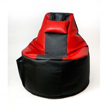 Saco de jugador Puff GO GIFT Imitación Piel Negro-Rojo XXL 130 x 90 cm