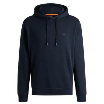 BOSS Orange Wetalk Men's Regular Fit Cotton Fleece Hoodie with Logo Patch - Dark Blue - Size XXXL