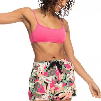 Short de baño de mujer Roxy Coastline Ride verde caqui rosa naranja M