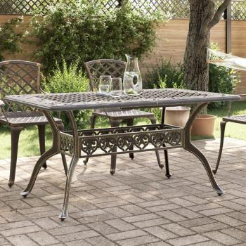 Mesa de jardín Bronce 150x90x72 cm en aluminio fundido a presión Marrón