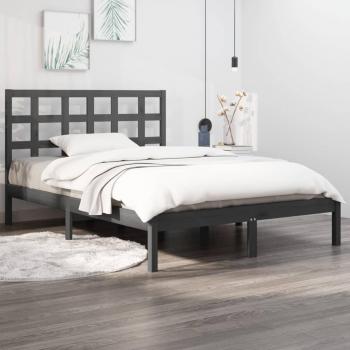 Cama de madera maciza gris 120x200 cm con estructura de pino, dimensiones 120x200 cm