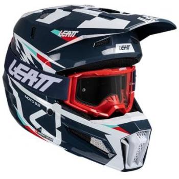 Casco de Cross Leatt Moto 3.5 Azul con Gafas Incluidas