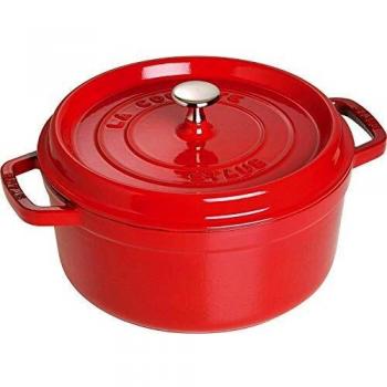 STAUB Cast Iron Roaster/Cocotte, Round, 24 cm, 3.8 L, Cherry Red