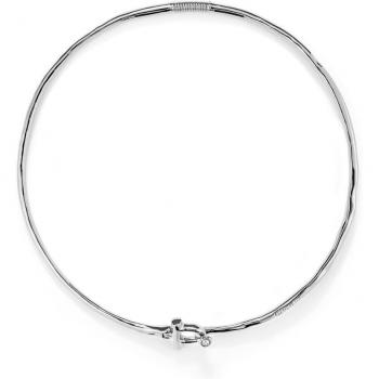 UNO de 50 Sterling Silver Plated Rigid Necklace with Front Clasp and White Topaz