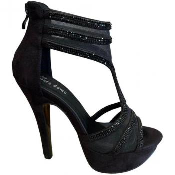 Sandalia con Plataforma de 11 Cm y Detalles de Strass en color negro para mujer