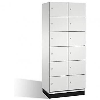 Armario de Compartimentos Bajo Llave Cambio C+P con 12 Fácher y Puertas de Acero, Color Gris Claro, Dimensiones B 800 mm