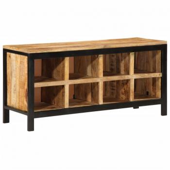 Banco zapatero de madera maciza de mango áspero 110x35x51 cm Marrón