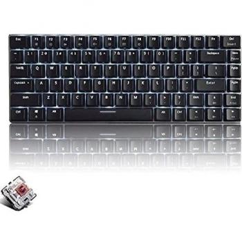 PC Teclado Mecánico para Juegos, Retroiluminación LED Blanca USB con Cable de 82 Teclas, Anti-Fantasma, Teclado Ergonómico de Computadora de para Jugar Juegos y Tipeos