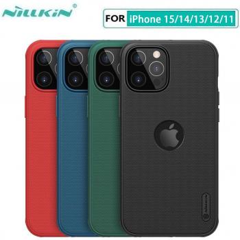 Capa Nillkin Super Frosted Shield para iPhone 12/12 Pro - Dura, con soporte y color negro