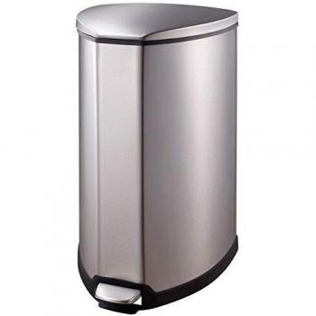 EKO VB 920935 Redondeado gostep-Cubo de Basura con Detalles de plástico, 35 litros, Acero Inoxidable Mate