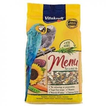 Vitakraft - Menú Premium para Loros con Mezcla de Semillas, Frutos Secos y Pipas de Girasol, Alimento Principal - 1 kg