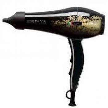 Secador de Pelo Profesional Elmot Diva 2000W, Consumo Eficiente de 1000W, Color Negro