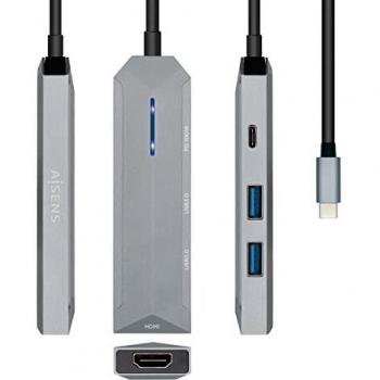 AISENS - ASUC-4P002-GR - USB-C Docking 4 IN 1, Grey