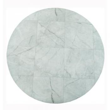 Alfombra Vinilo Efecto Mármol Redonda 133 cm Beige Marfil Antideslizante Tadi & Imperio 1979