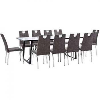 vidaXL Juego de Comedor 11 Piezas Cuero Sintético Mobiliario Decoración Interior Casa Hogar Robusto Duradero Resistente Funcional Práctico Útil Marrón