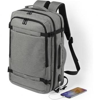 Mochila Sulkan multi compartimento para laptop de 17 con toma USB externa, adaptable a trolley, dimensiones 32x20x46 cm, color gris