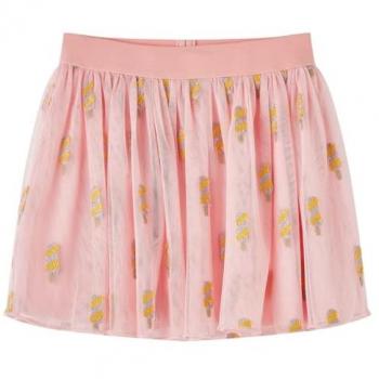 Vestido Infantil con Tul y Estampado Bordado de Polos Ropa Niños Rosa Claro 116