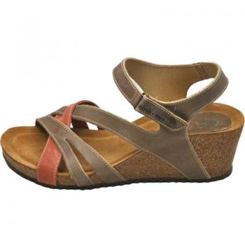 Sandalias de mujer Inter-Bios modelo 5633, tipo sandalia cuna, color teja-beige, con piel bio, para caminar y tiempo libre