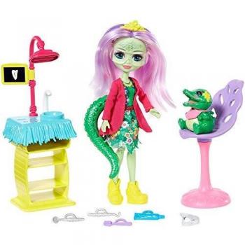 Enchantimals Vamos al dentista, muñeca Andie Alligator con mascota y accesorios