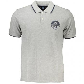 North Sails Gray Cotton Polo Shirt - M, Male, Short Sleeves