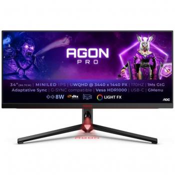 AOC AGON PRO AG344UXM 34 Mini LED IPS UltraWide QHD (3440x1440) 170Hz USB-C FreeSync Premium/G-Sync Compatible Gaming Monitor