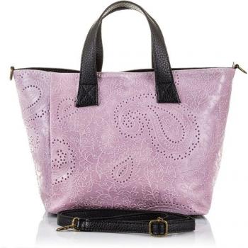 Bolso tote de piel auténtica grabado arabesco