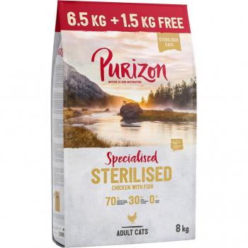 Purizon Adult Sterilised con pollo y pescado - 8 kg (6,5 kg + 1,5 kg gratis)
