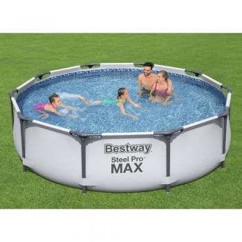 Bestway Set de piscina Steel Pro MAX 305x76 cm, piscina inflable de acero, estructura resistente y duradera, dimensiones de 305 cm de diámetro y 76 cm de altura, fácil instalación sin herramientas, incluye parches para repar