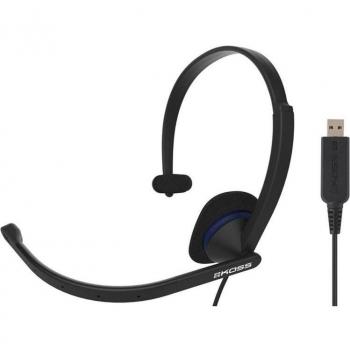 Koss CS195 USB Auriculares con Cable, Micrófono con Cancelación de Ruido, Cascos de Diadema Monoaurales Ajustables para Videoconferencia, Oficina, Call Center, Comunicación Unilateral