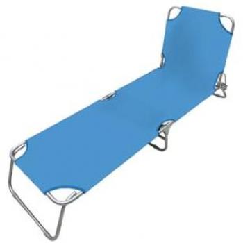 Tumbona Plegable de Acero Azul para Playa y Piscina 187x55x24 cm Marbueno