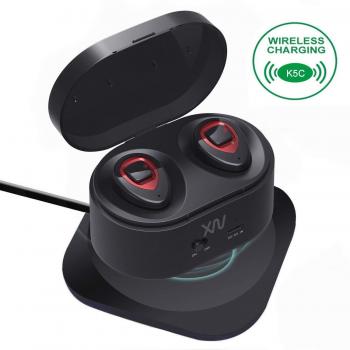 Auriculares Bluetooth Bluetooth V4.1 - Estéreo HiFi Auriculares inalámbricos Deportivos, Caja Carga portátil, Carga Inalámbrica Soporte, en la Oreja con micrófono Compatible iPhone iPad Android