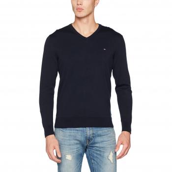 Tommy Hilfiger Compact CTN V-NK CF, Suéter para Hombre, Azul