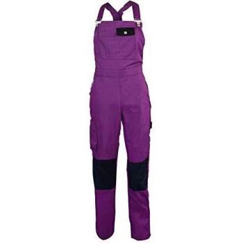 Salopette de Trabajo para Mujer Resistente y Confortable en Color Violeta y Negro - Talla XL, Ideal para Bricolaje y Jardinería