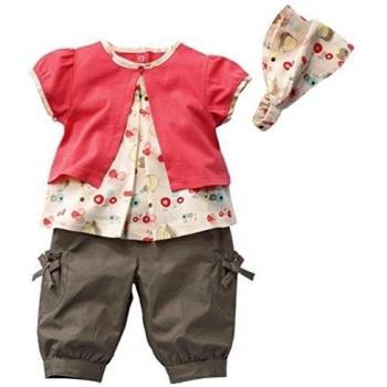 Waboats Niñas Conjunto Bebé Pantalones Cortos 3PC Impresión Floral 6-12M Rojo 100
